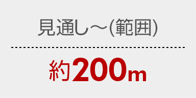 見通し～約200mの範囲